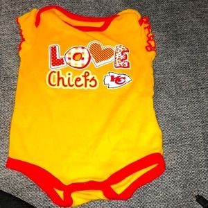 Kansas City Chiefs onesie with ruffle sleeves